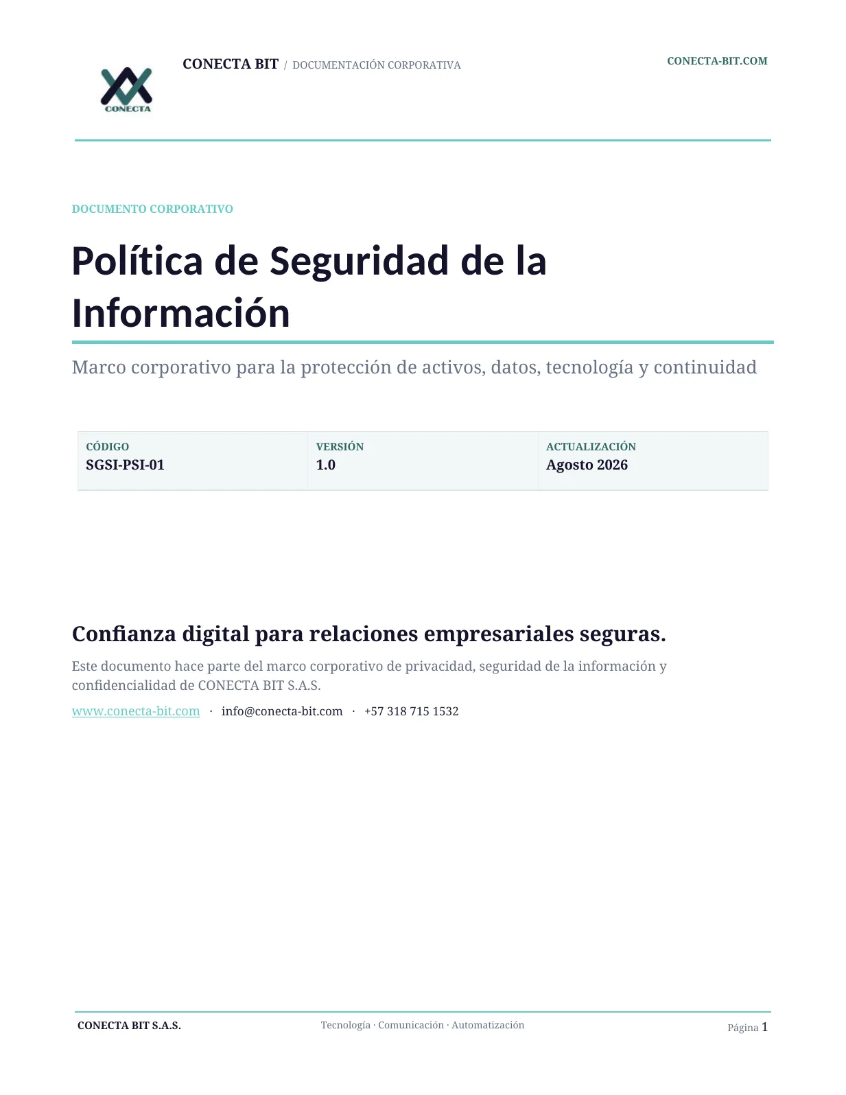 Política de Seguridad de la Información - página 1