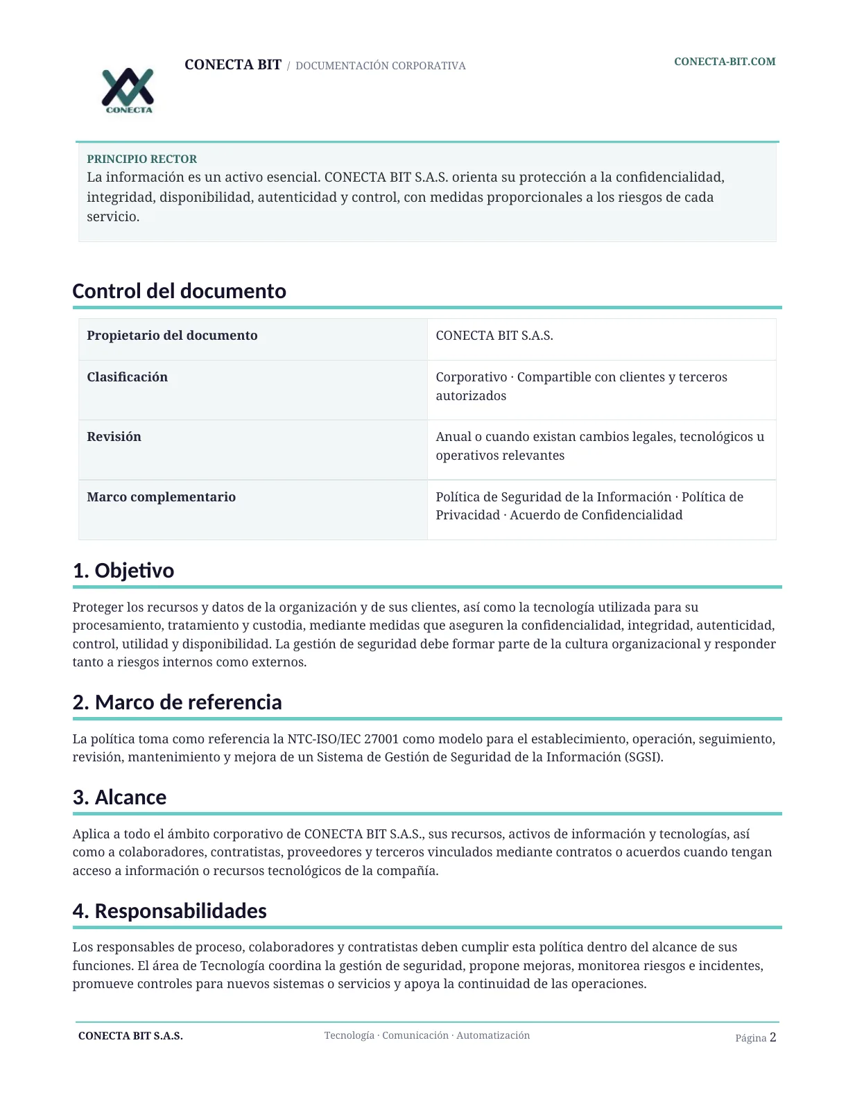 Política de Seguridad de la Información - página 2