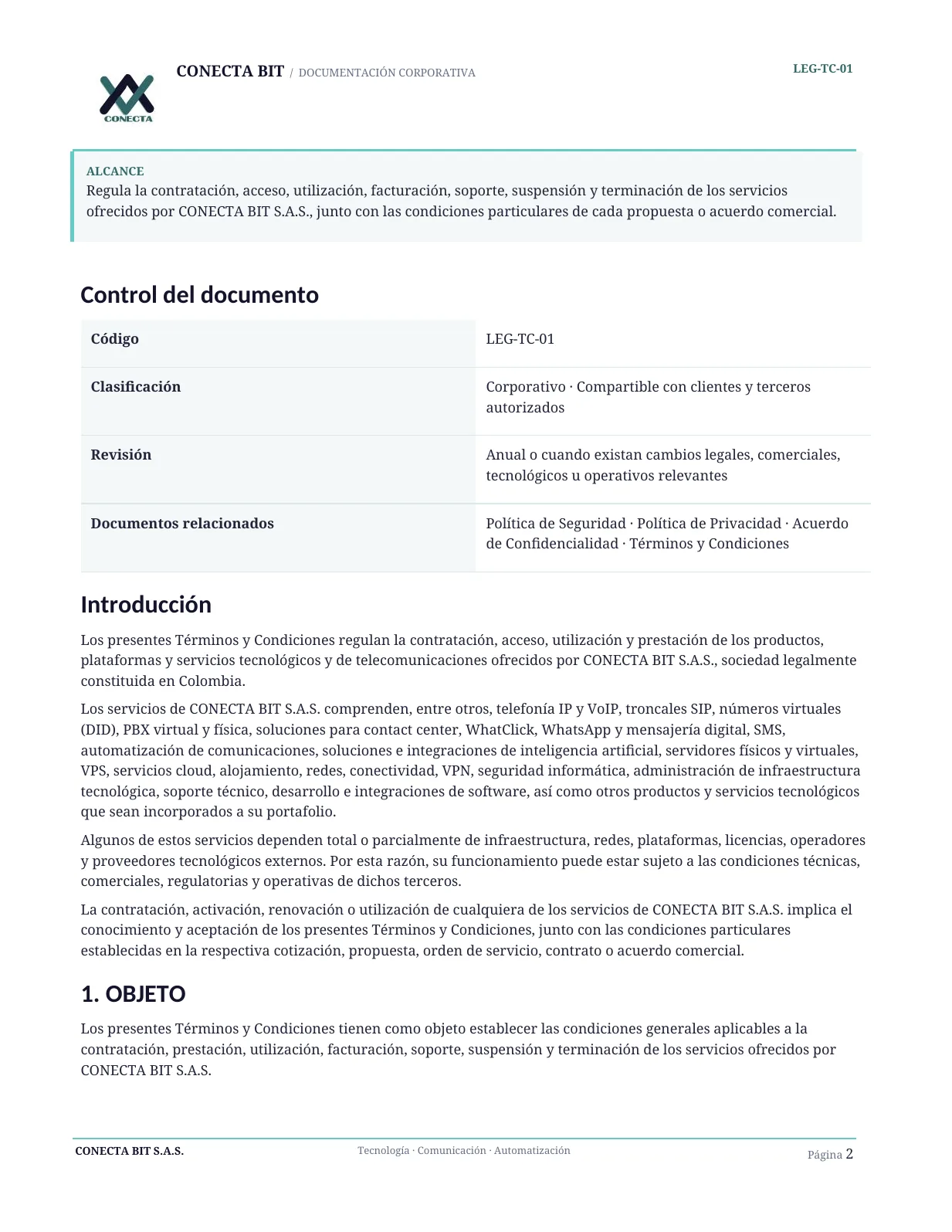 Términos y Condiciones Generales - página 2