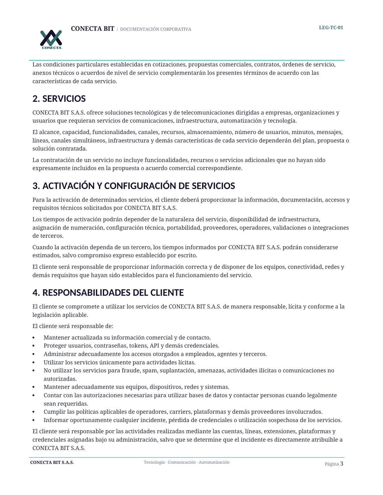 Términos y Condiciones Generales - página 3