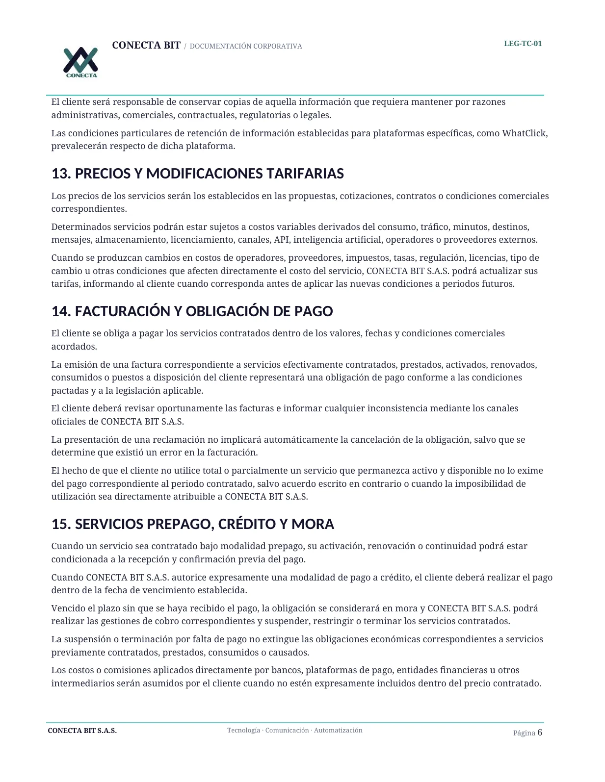 Términos y Condiciones Generales - página 6