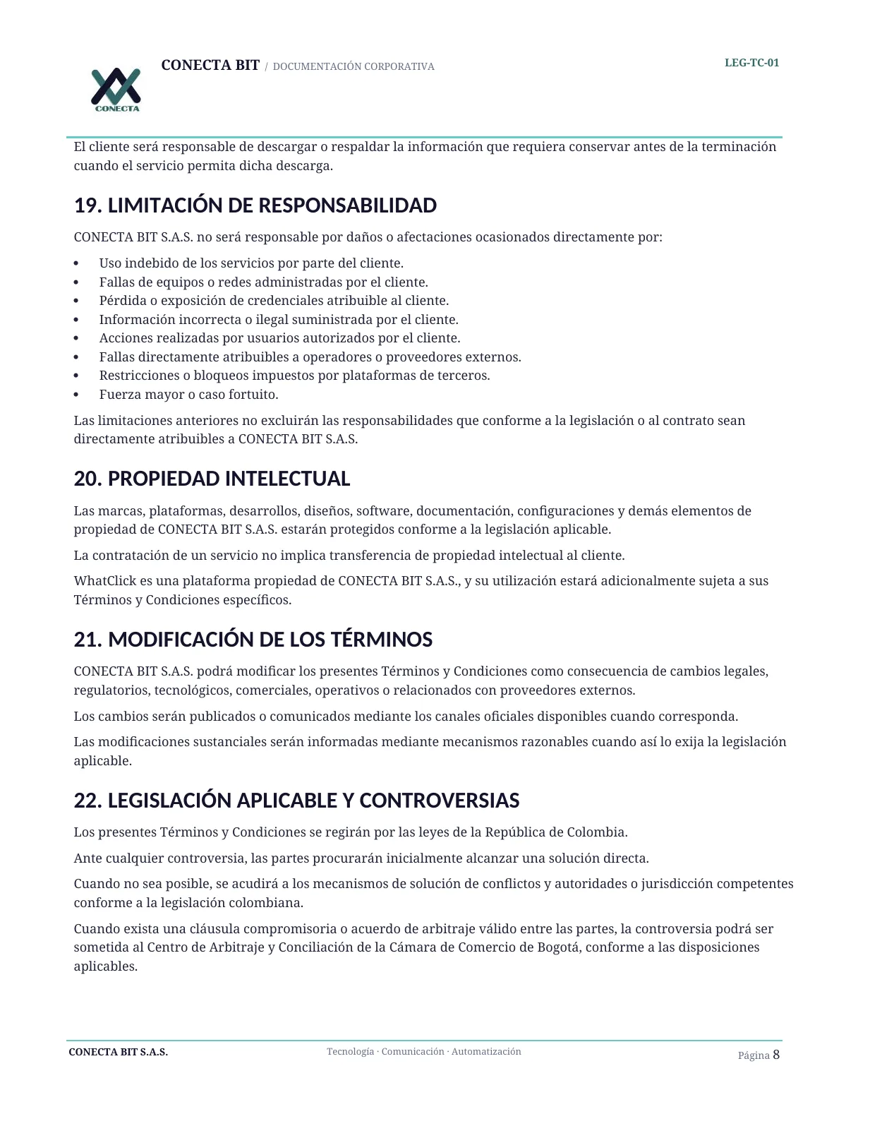 Términos y Condiciones Generales - página 8