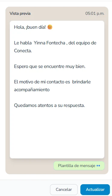 Plantillas oficiales de WhatsApp